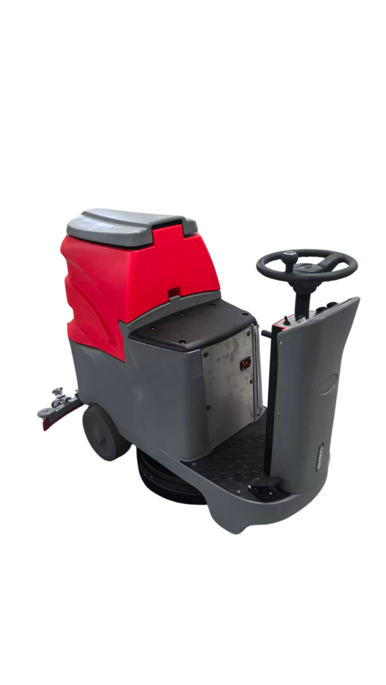 Ride-on floor scrubber