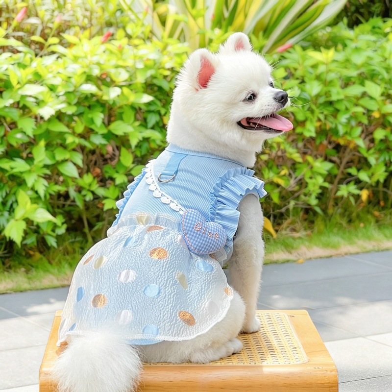 breathable ice silk pet dress / cute cat bubble skirt / summer anti-shedding petwear