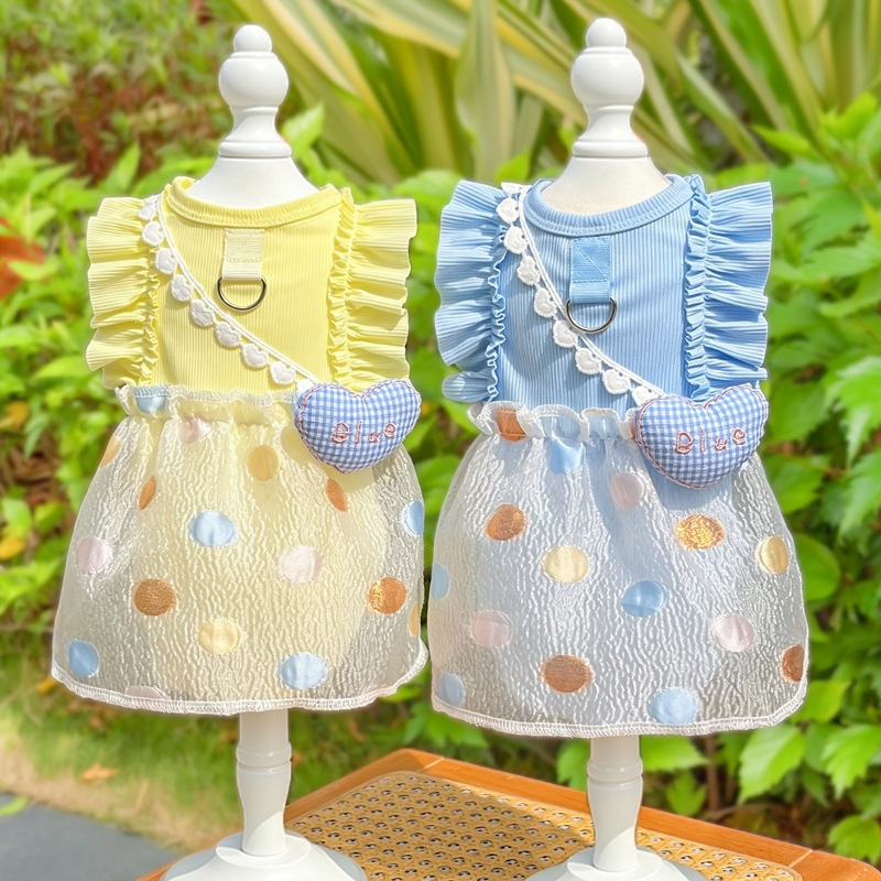 breathable ice silk pet dress / cute cat bubble skirt / summer anti-shedding petwear