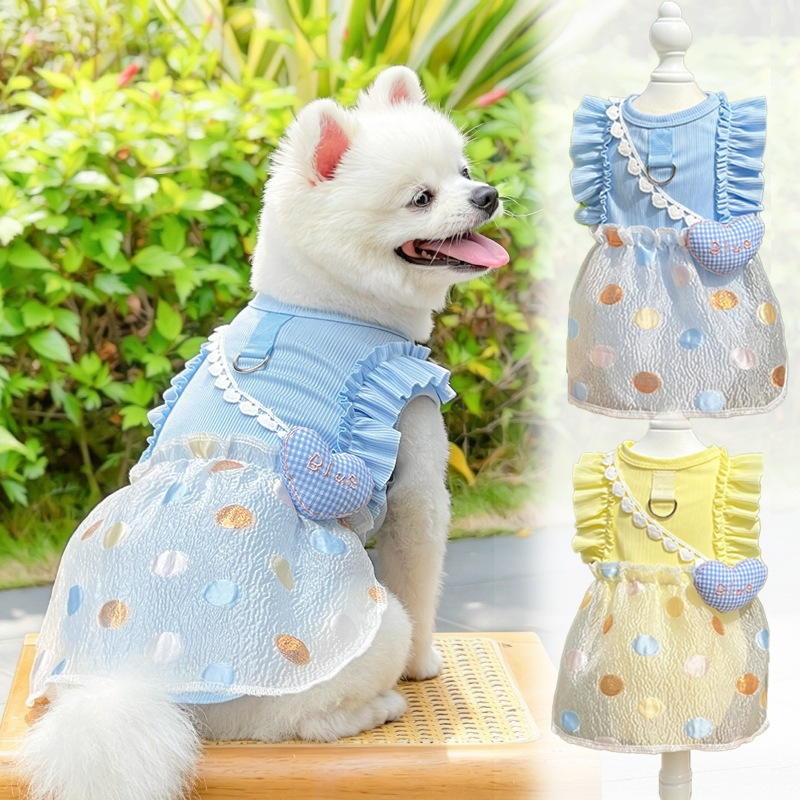 breathable ice silk pet dress / cute cat bubble skirt / summer anti-shedding petwear