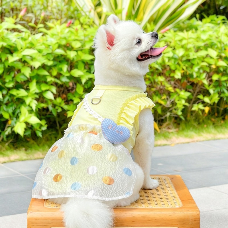 breathable ice silk pet dress / cute cat bubble skirt / summer anti-shedding petwear