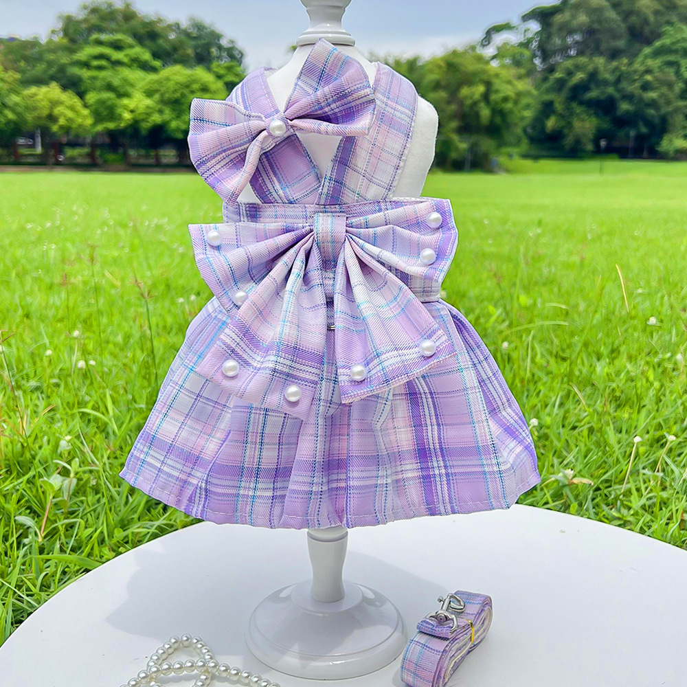 JK checkered dog skirt with leash