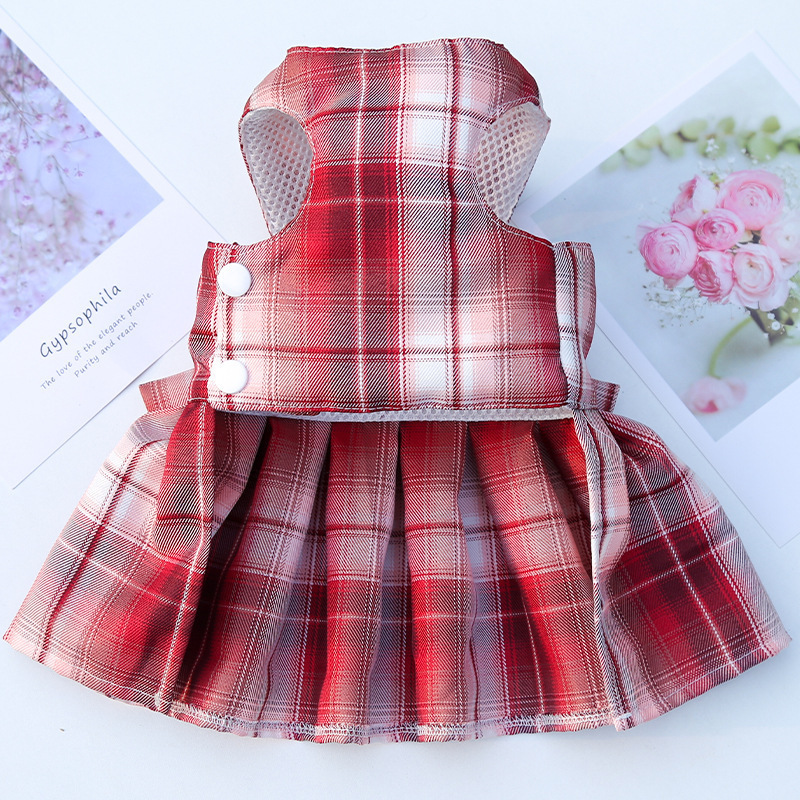 JK checkered dog skirt with leash