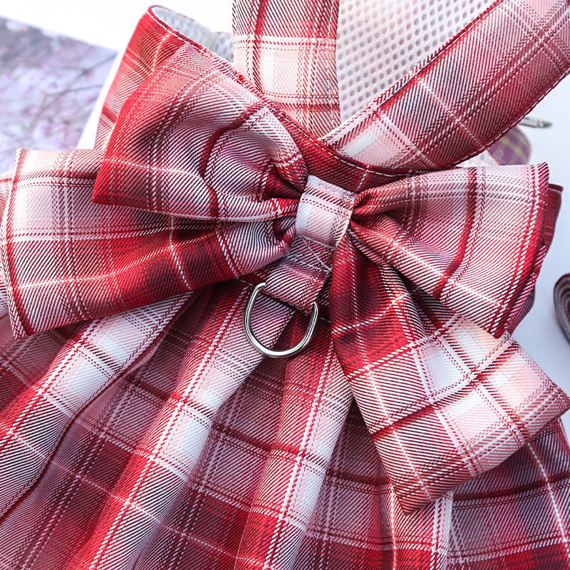 JK checkered dog skirt with leash