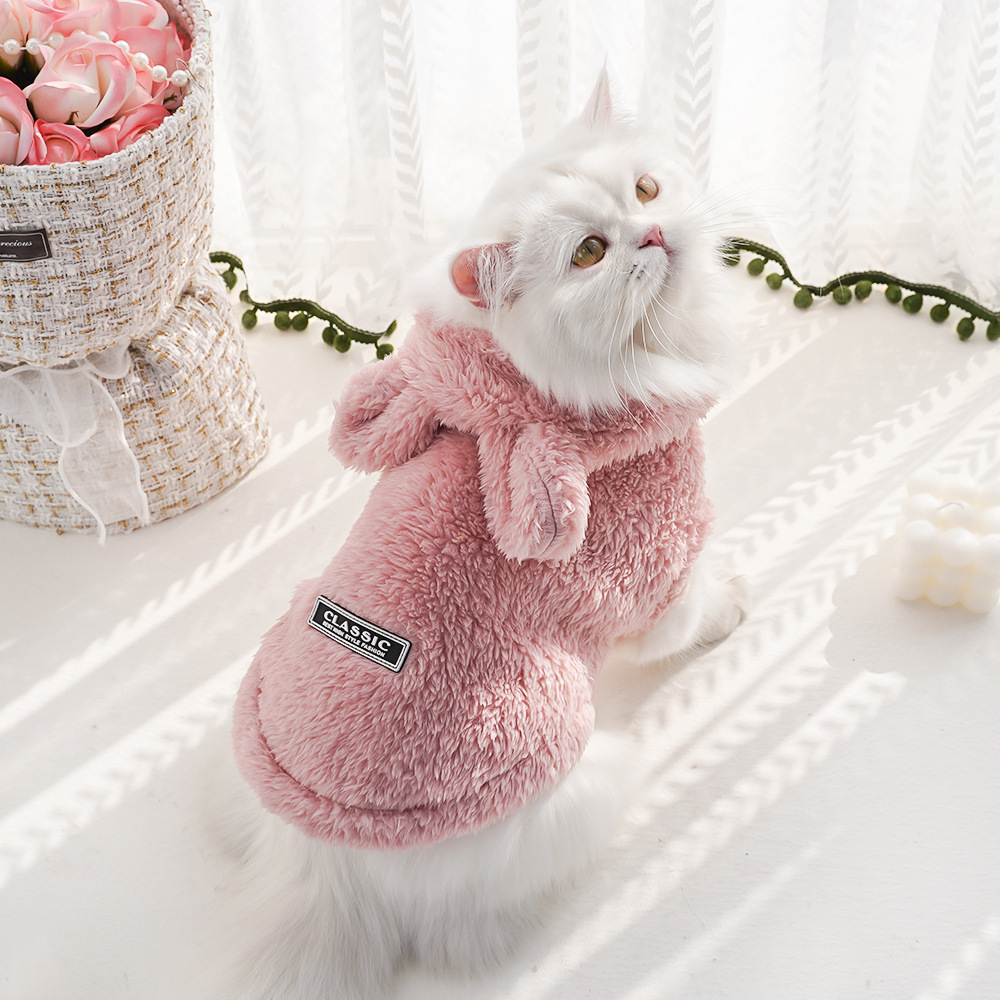 Bunny-Ear Soft Cotton Velvet Hooded Pet Outfit