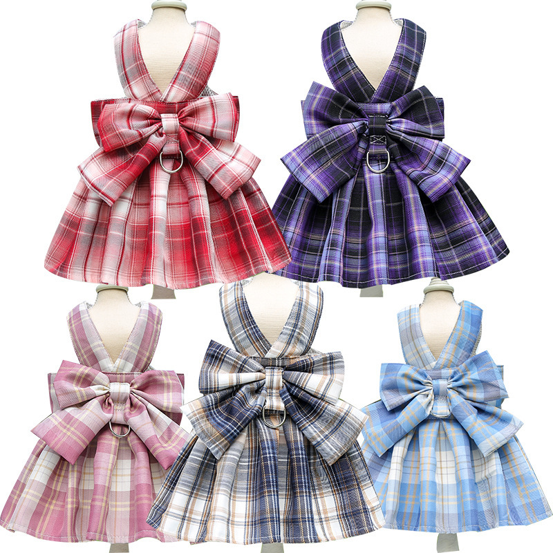 JK checkered dog skirt with leash