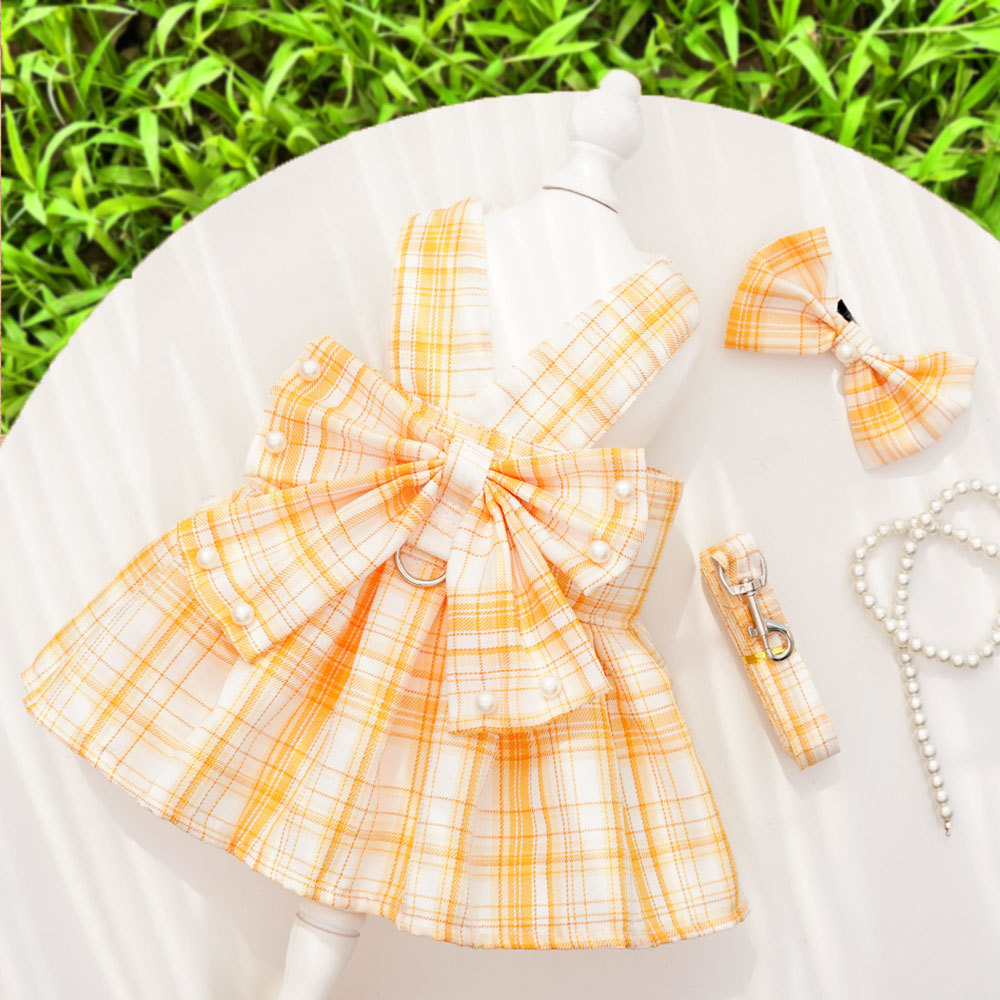 JK checkered dog skirt with leash