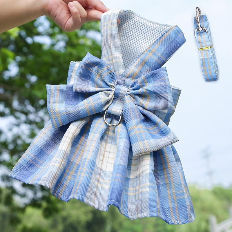 JK checkered dog skirt with leash