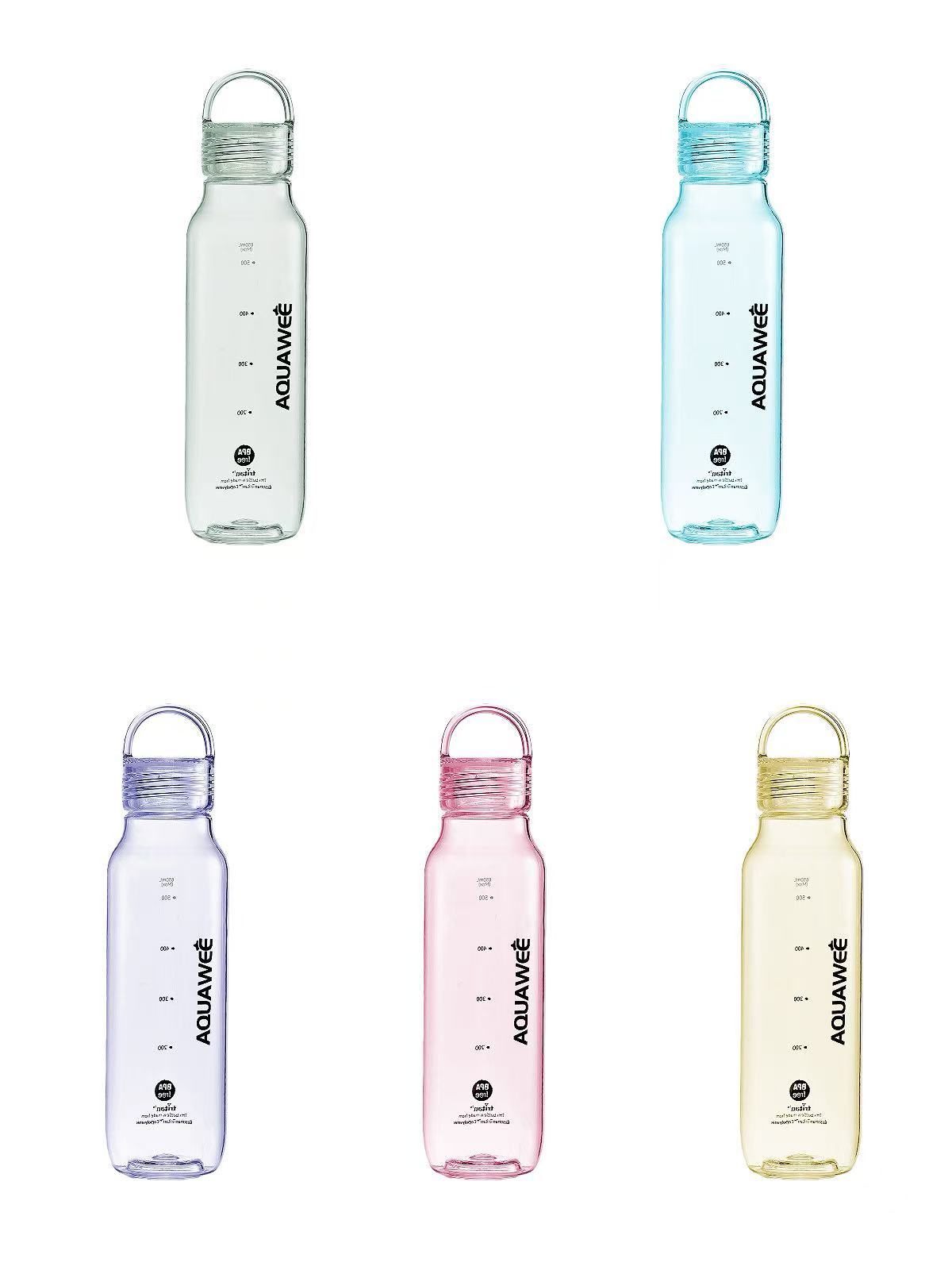 Portable 430ml 670ml Crystal Clear Tritan Water Bottle,Heat Resistant OEM Print Water Bottle with Scale for Work and School
