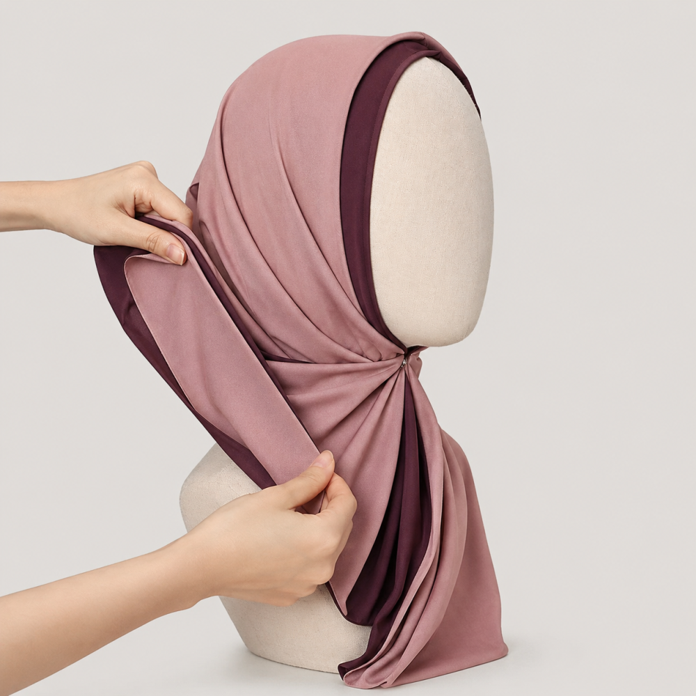 Dusty Rose Contrast Trim Instant Chiffon Hijab