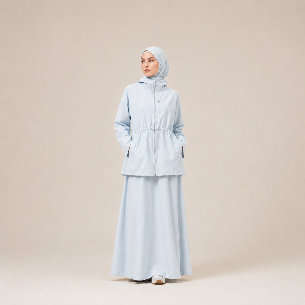 Modest Ruched Waist Skirt Set, Muslim Athletic 2 Piece | Laythah
