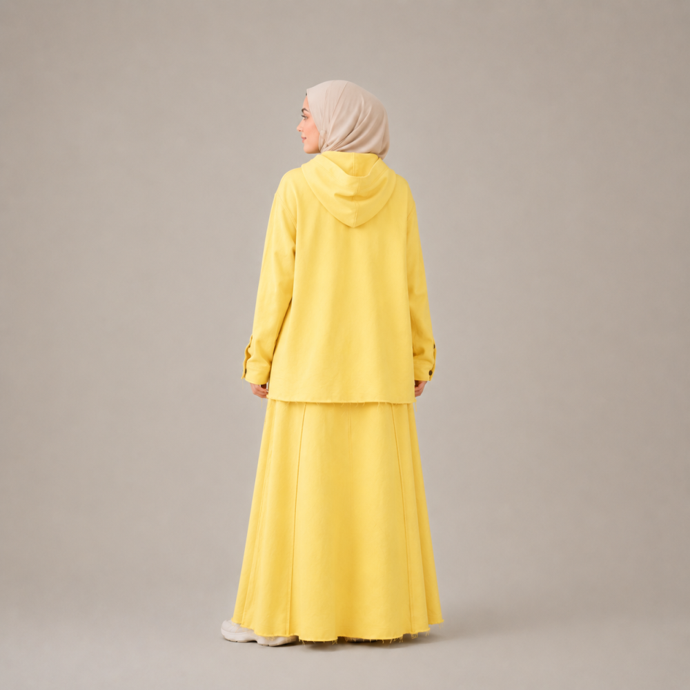 Modest Half Zip Sweatshirt Skirt Set, Side Slit | Laythah