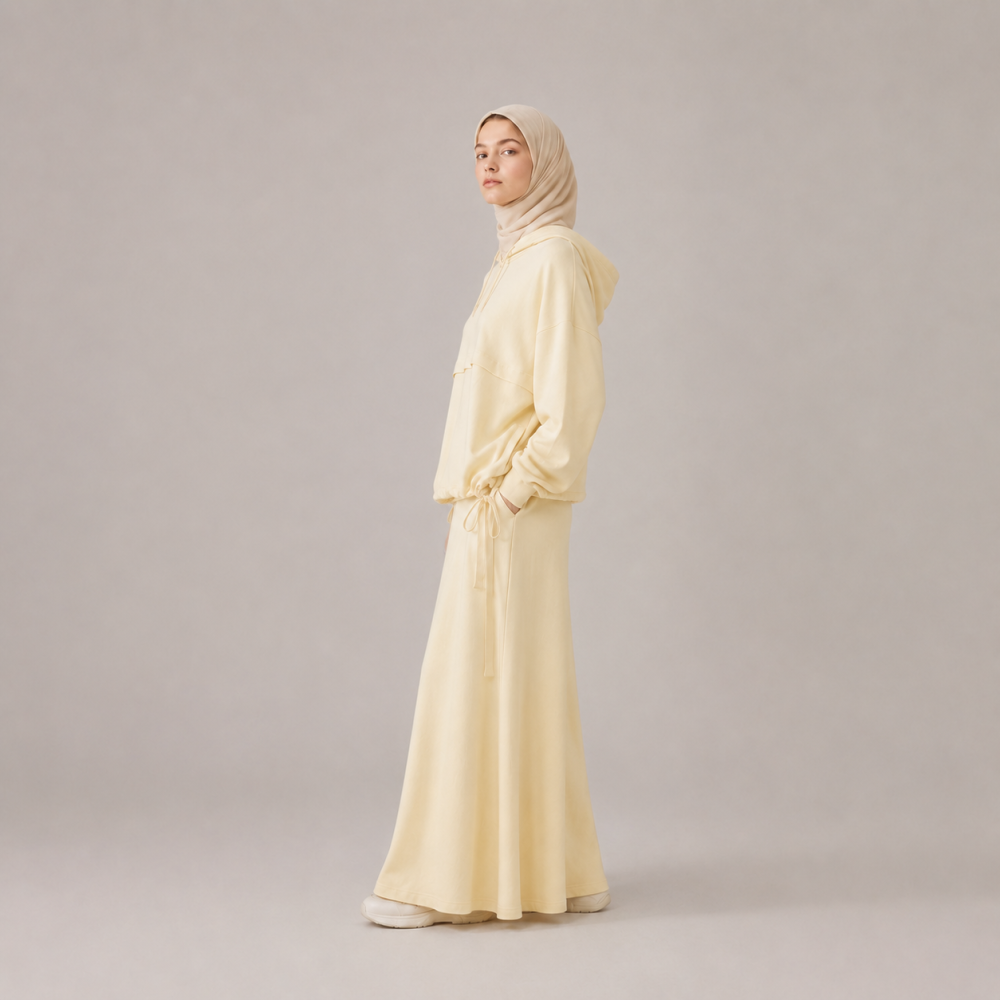 Modest Bow Tie Hem Hoodie Skirt Set, Women's Casual | Laythah