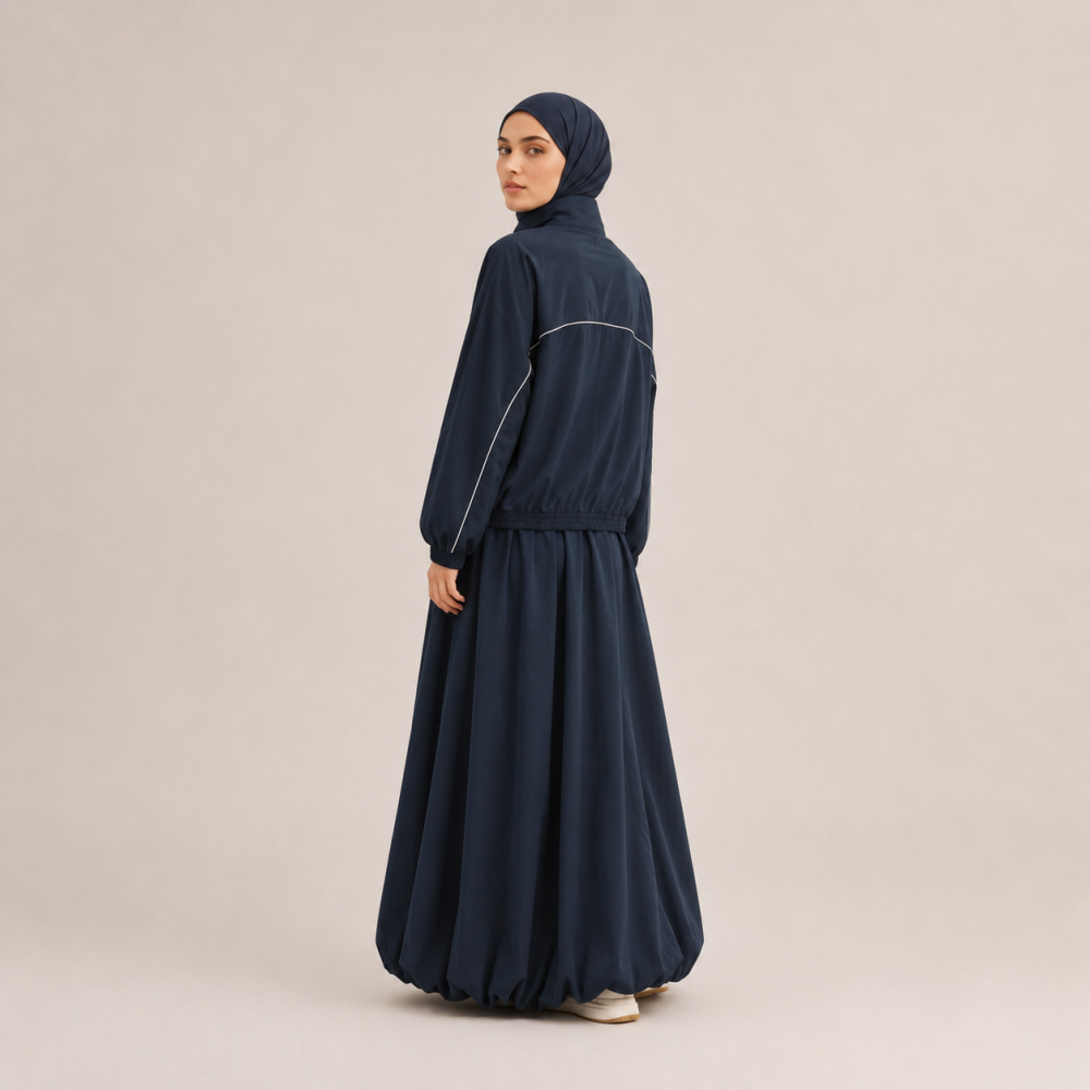 Modest Stand Collar Peplum Skirt Set, Muslim Athletic Wear | Laythah
