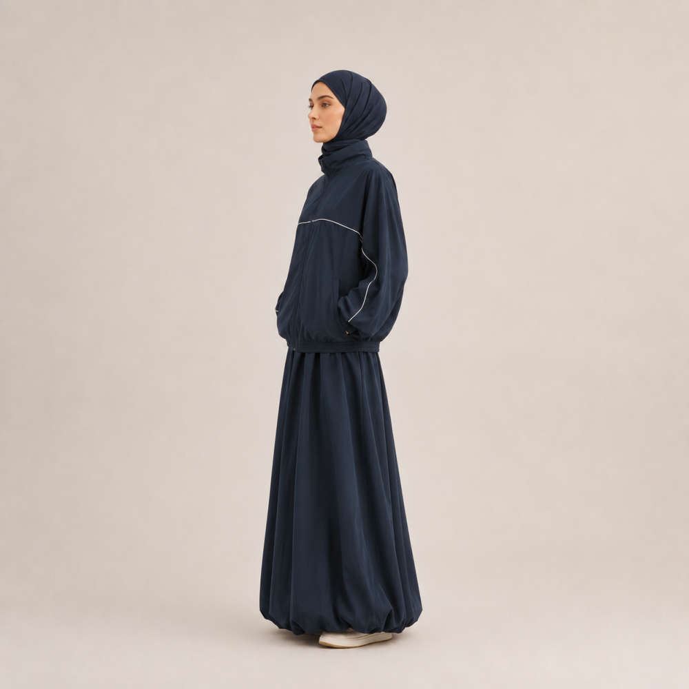 Modest Stand Collar Peplum Skirt Set, Muslim Athletic Wear | Laythah