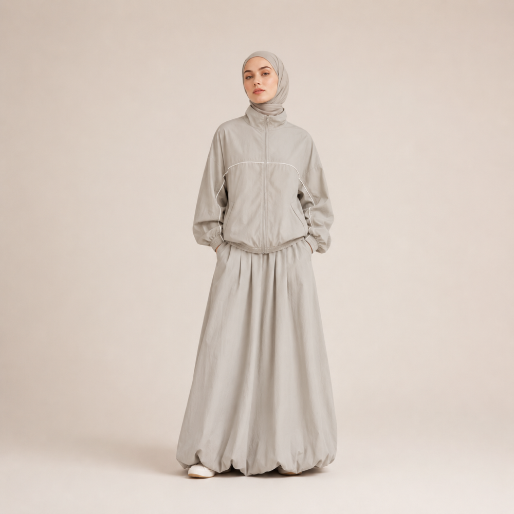 Modest Stand Collar Peplum Skirt Set, Muslim Athletic Wear | Laythah