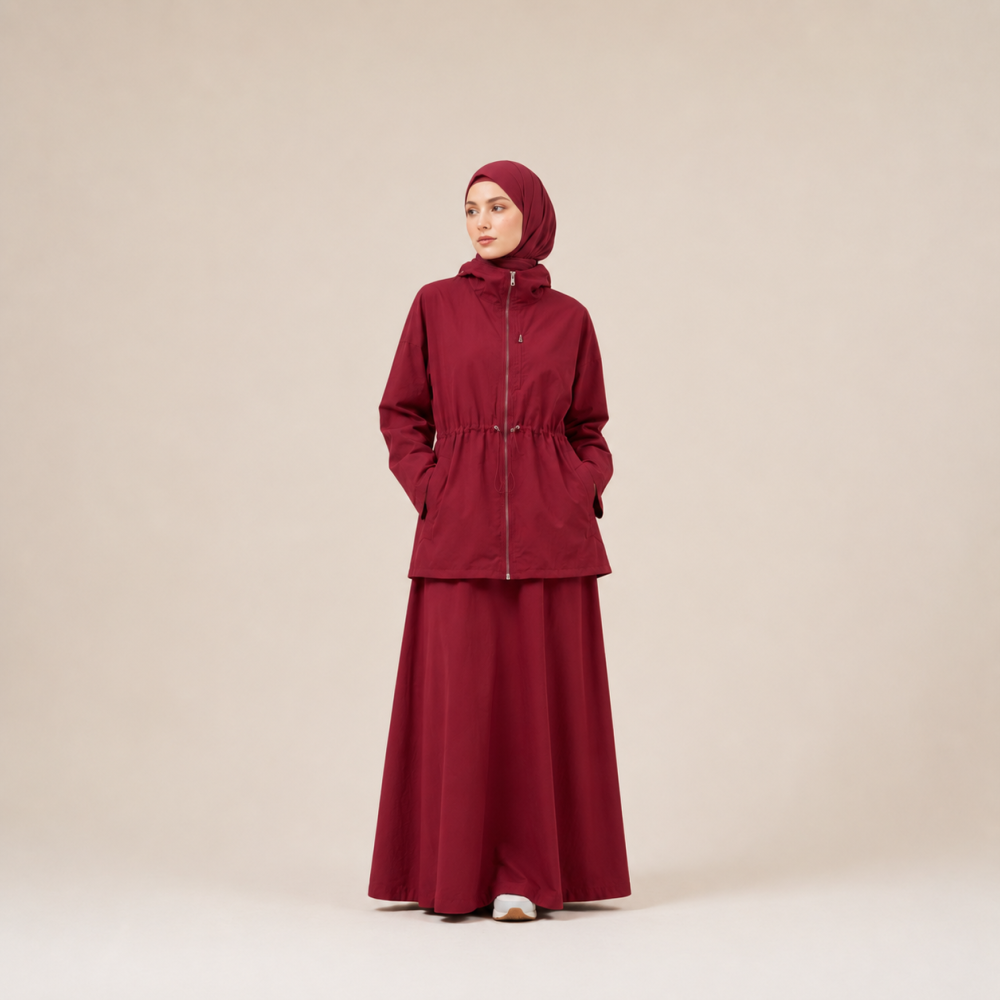 Modest Ruched Waist Skirt Set, Muslim Athletic 2 Piece | Laythah