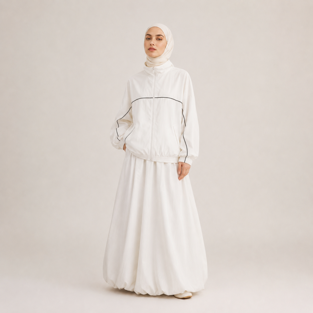 Modest Stand Collar Peplum Skirt Set, Muslim Athletic Wear | Laythah