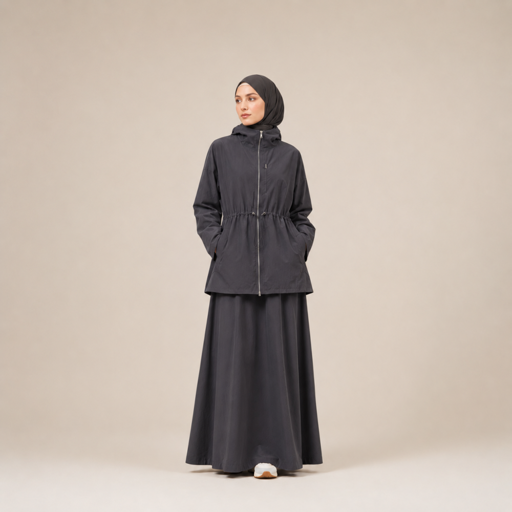 Modest Ruched Waist Skirt Set, Muslim Athletic 2 Piece | Laythah
