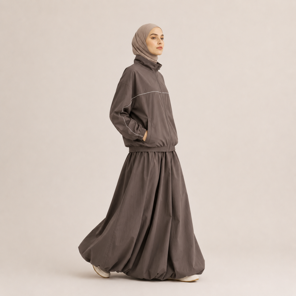Modest Stand Collar Peplum Skirt Set, Muslim Athletic Wear | Laythah