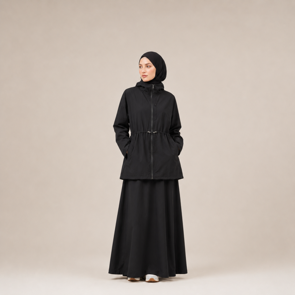 Modest Ruched Waist Skirt Set, Muslim Athletic 2 Piece | Laythah