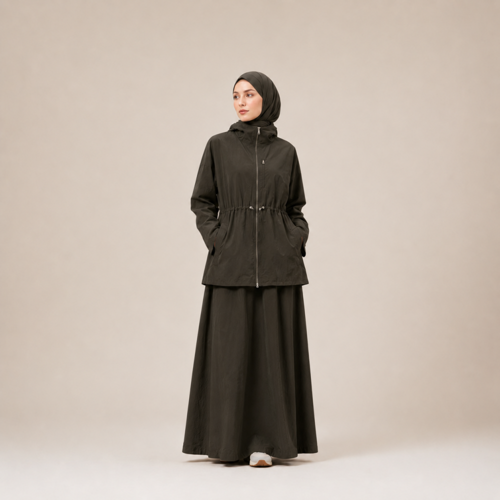 Modest Ruched Waist Skirt Set, Muslim Athletic 2 Piece | Laythah