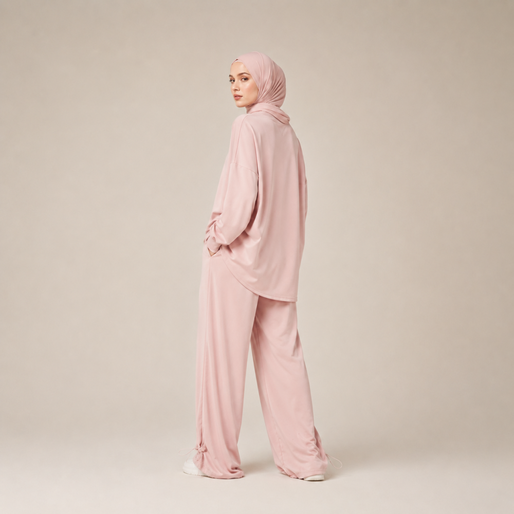 Modest Crew Neck Sweatpants Set, Relaxed Fit Loungewear | Laythah