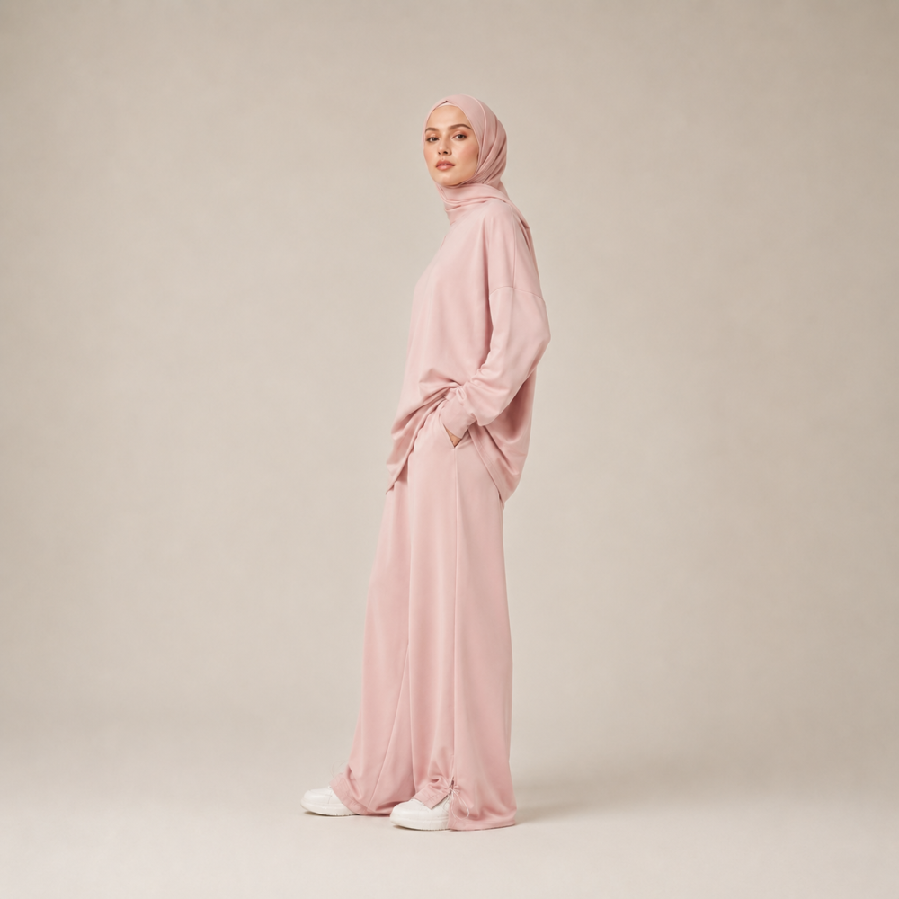 Modest Crew Neck Sweatpants Set, Relaxed Fit Loungewear | Laythah