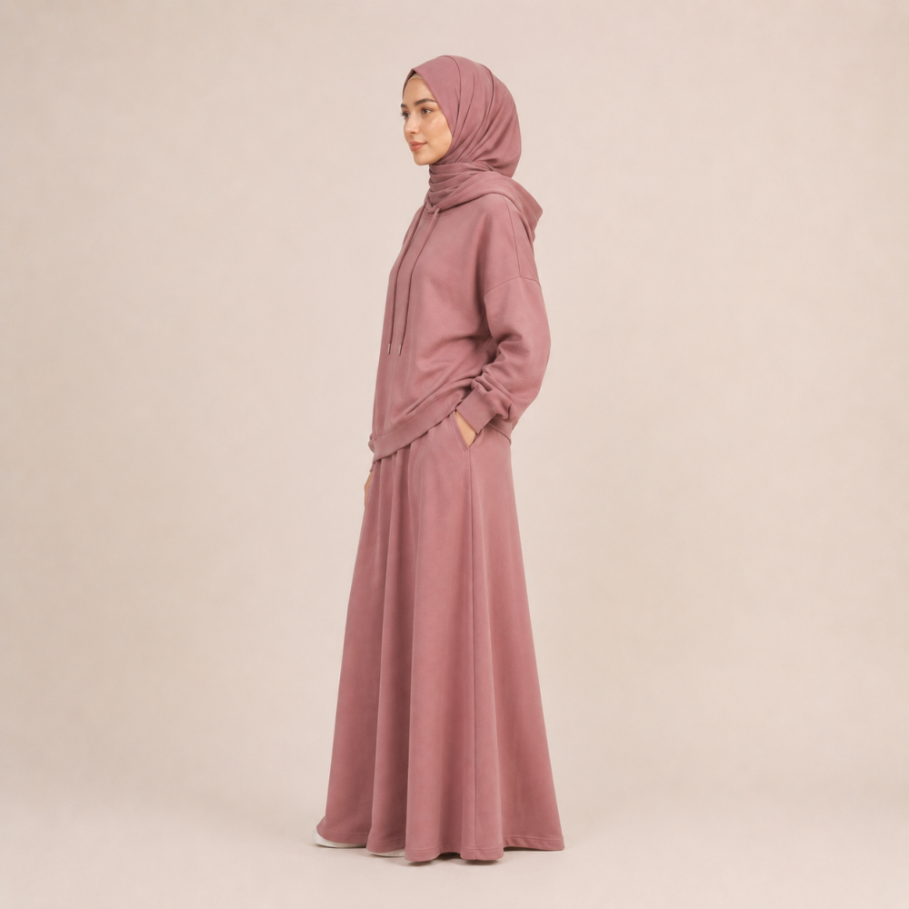 Dusty Rose Cozy Hoodie Skirt Set
