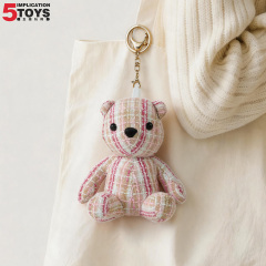 Viken Bear in pink plaid keychain