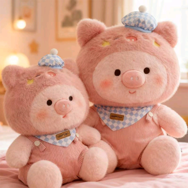 Size 4 Pink Overalls Pig 35cm