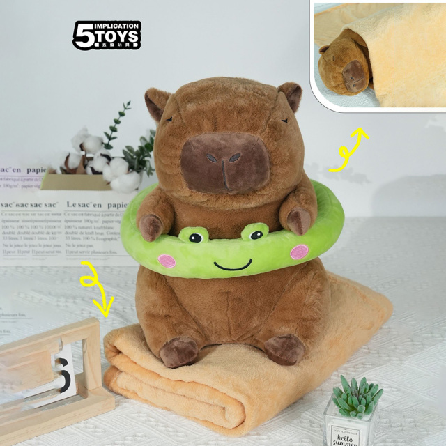 160×100CM：Float Pufferfish Air-condition Blanket (Green) 35cm plush, blanket 160×100cm