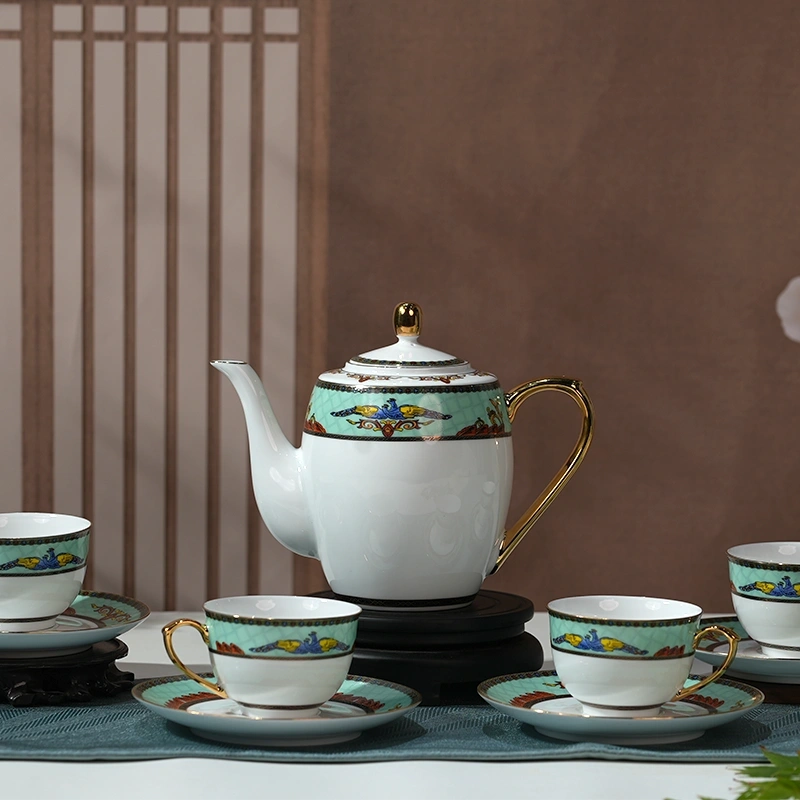 Peacock Enamel Tea Set|Porcelain