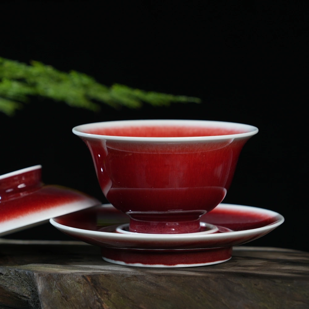 Ceramicpavilion|Langyao Red Gaiwan| Handcrafted Porcelain