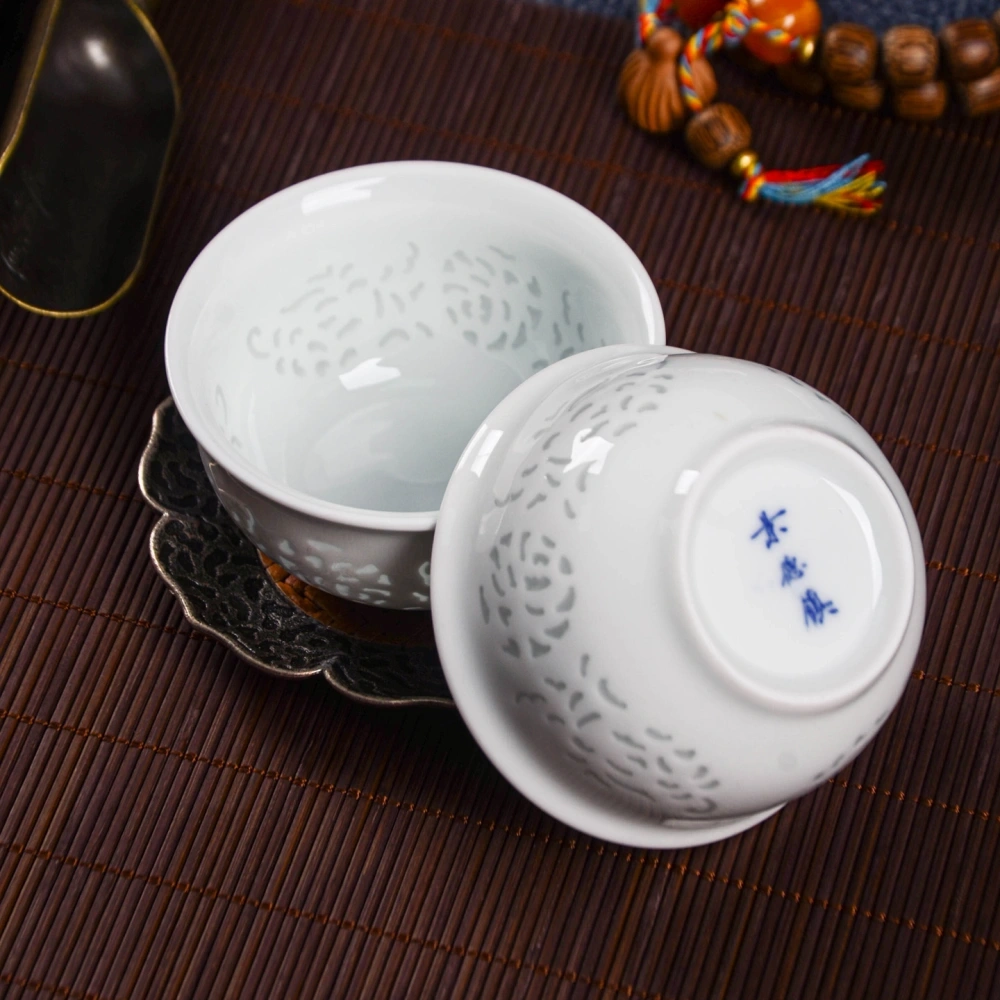 Celadon Glazed Tea Set with Phoenix Feather Pattern