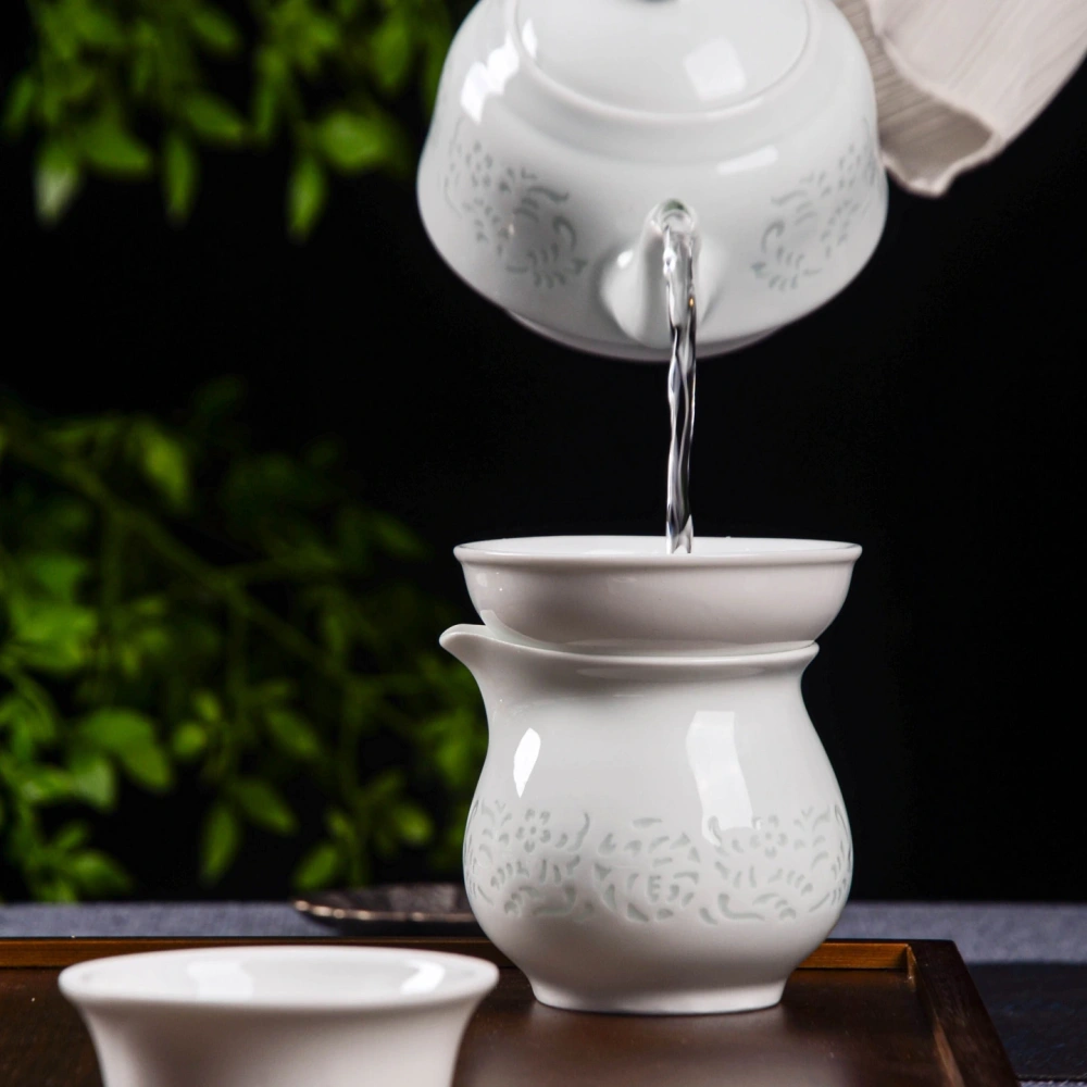 Celadon Glazed Tea Set with Phoenix Feather Pattern