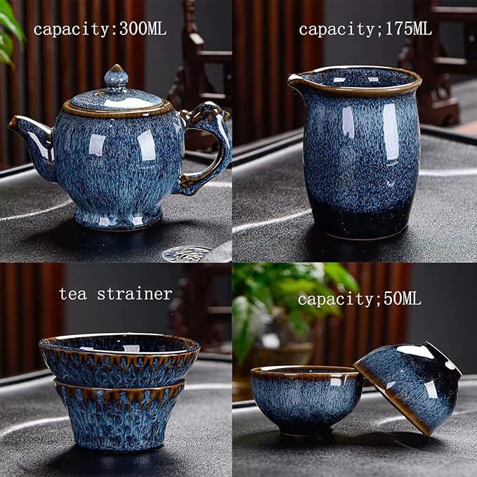 CHANJOON Chinese Ceramic Kung Fu Tea Set, 9-Piece Adult Tea Set Afternoon Tea Pot Set, Gift Boxed Set Perfect for Tea Lovers…