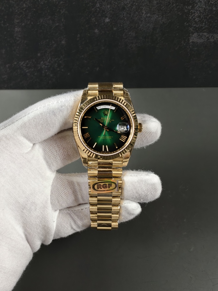 RGF Day-Date 40 Yellow Gold Green Ombre Dial