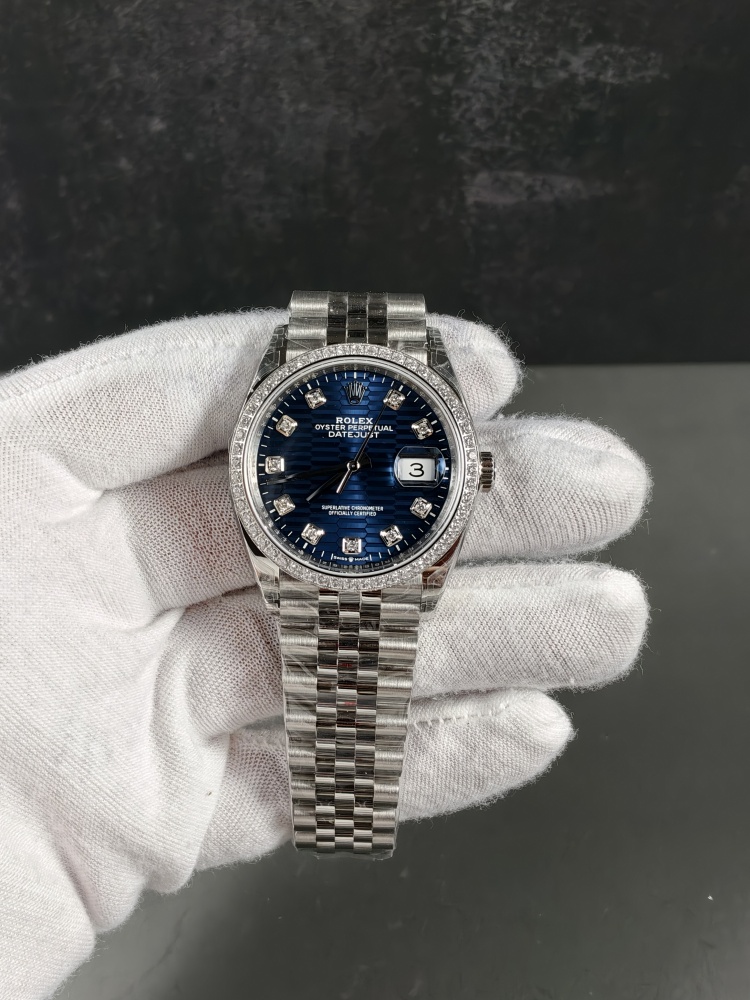 VSF Datejust 36 Blue Motif Diamond Dial with Diamond Bezel