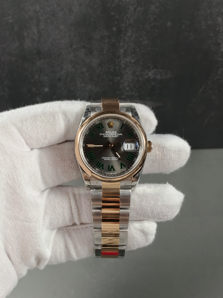 VSF Datejust 36 Wimbledon Two Tone Rose Gold Oyster Smooth Bezel