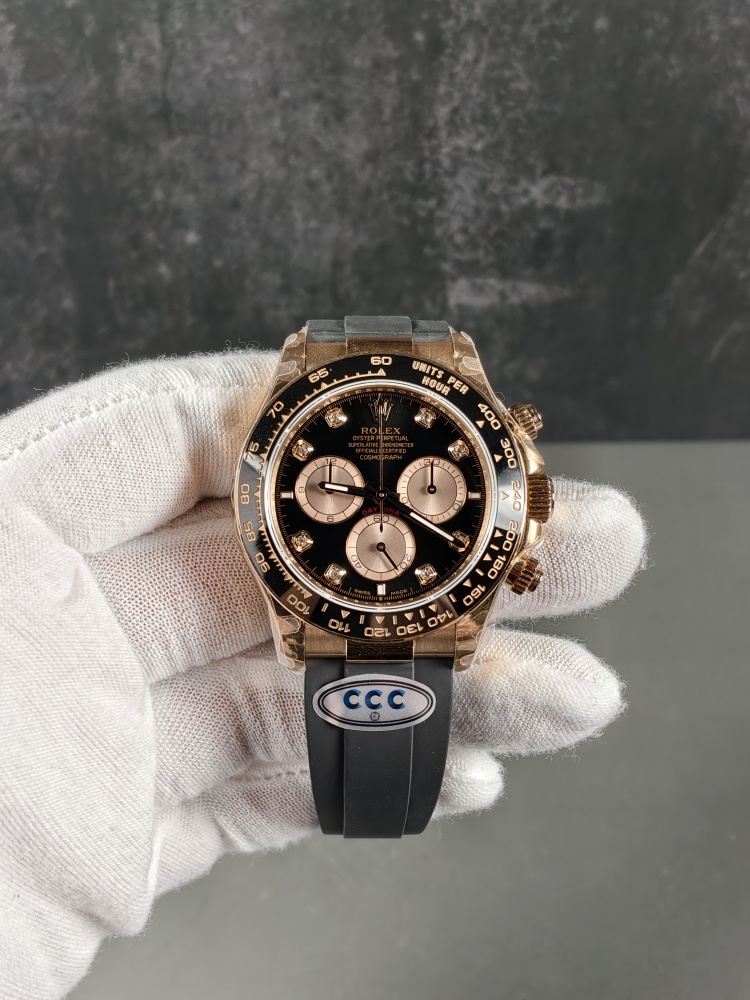 CCC Everose Daytona Black Diamond Oysterflex 126515LN | 40mm | DD4131 Movement | SW Dial & Deep Crystal