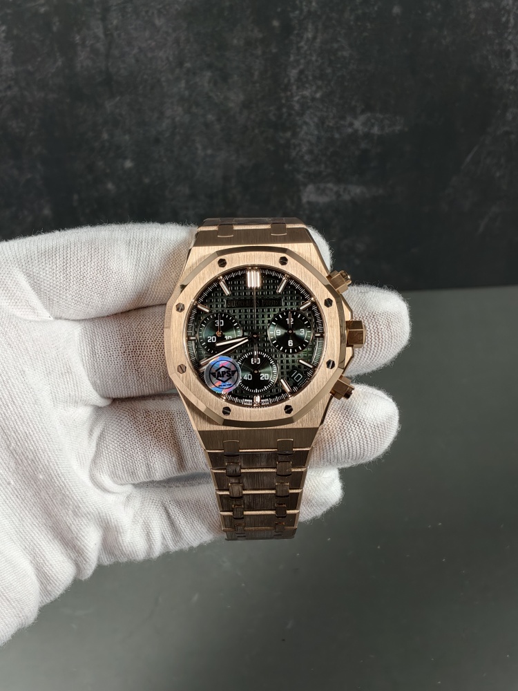 APSF V2 Free-Sprung Royal Oak Chronograph 26240 Rose Gold Green Dial | 41mm | Free-Sprung 4401 Super Clone Movement