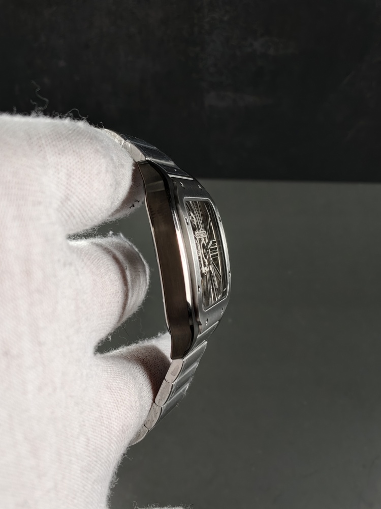 RICH Santos de Cartier Skeleton WHSA0027 Black ADLC | 39.8mm | 9611 MC Clone Manual-Wind Movement
