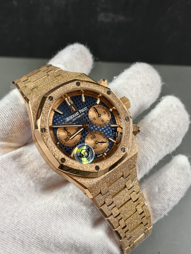 APSF V2 Free-Sprung Royal Oak Chronograph 26239OR Frosted Rose Gold Blue Dial | 41mm | SA4401 Free-Sprung Super Clone Movement