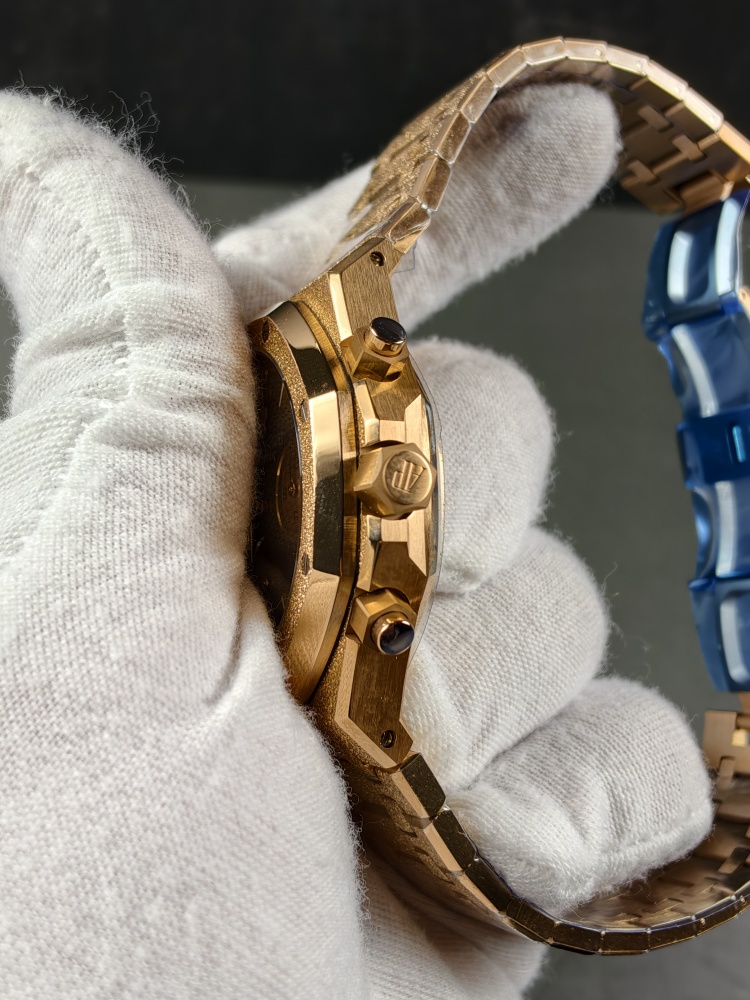 APSF V2 Free-Sprung Royal Oak Chronograph 26239OR Frosted Rose Gold Blue Dial | 41mm | SA4401 Free-Sprung Super Clone Movement