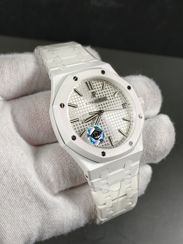 APSF Royal Oak 15500 White Ceramic Black Dial | 41mm | SA4302 Super Clone Movement