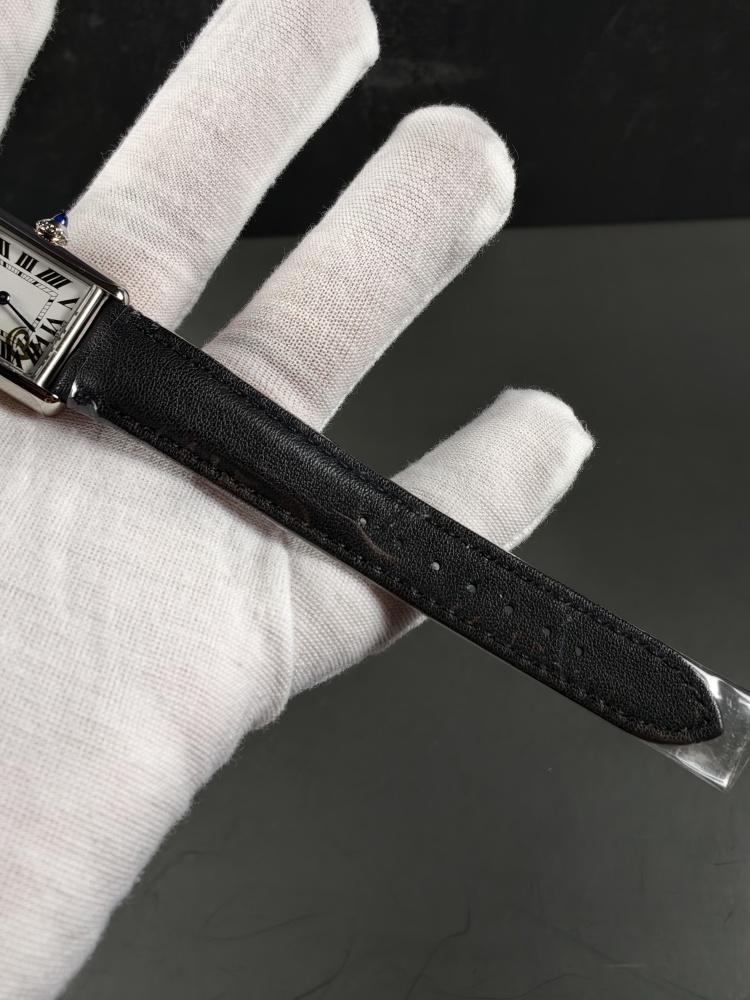 AF Tank de Cartier Small Model | Black Leather Strap | Swiss Quartz Movement
