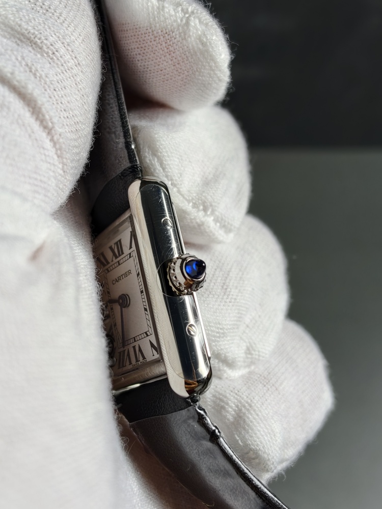 AF Tank de Cartier Small Model | Black Leather Strap | Swiss Quartz Movement