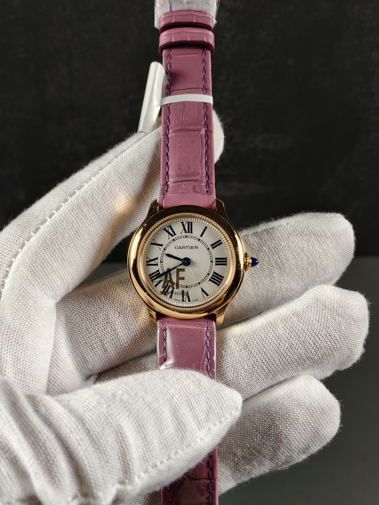 AF Ronde Louis Cartier Women's Rose Gold | Pink Leather Strap | Swiss Quartz Movement