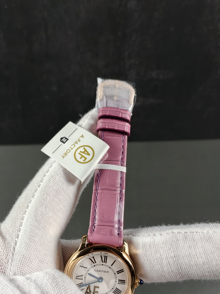 AF Ronde Louis Cartier Women's Rose Gold | Pink Leather Strap | Swiss Quartz Movement